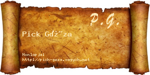 Pick Géza névjegykártya