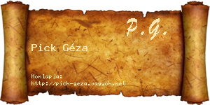 Pick Géza névjegykártya
