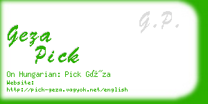 geza pick business card